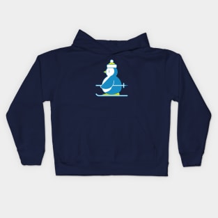 Little Blue Penguin Skiing Kids Hoodie